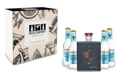 Skin Gin Geschenkset - German Handcrafted Dry Gin 50cl (42% Vol) + 4x Fever Tre