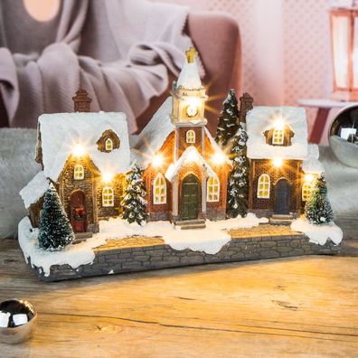 HI Beleuchtete Weihnachtsstadt mit 9 warmweißen LEDs 54199