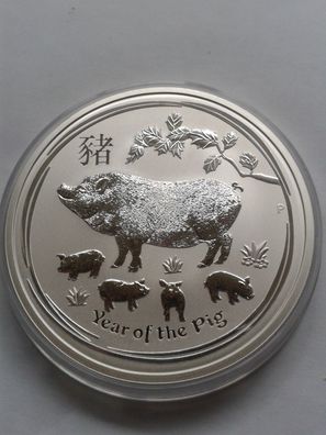 2$ 2019 Australien Lunar II Schwein 2 Unzen 9999er Silber 2 Dollars 2019 Schwein