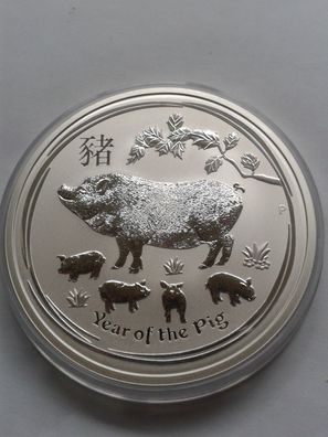8$ 2019 Australien Lunar Schwein 5 Unzen Silber 9999er 8 Dollars 2019 Schwein