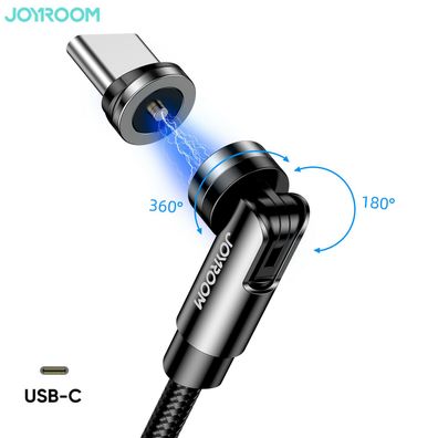 Ladekabel für Samsung Handy USB C Typ-C 180° iPhone Huawei Xiaomi Magnet LED