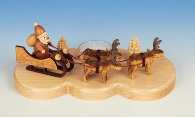 Kerzenständer Weihnachtsmann mit Rentieren natur Größe 20 cm NEU Weihnachten