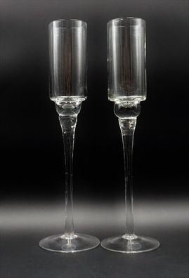 2 Holmegaard Stengelglas Teelicht Windlicht Kerzenständer H 29 cm #T