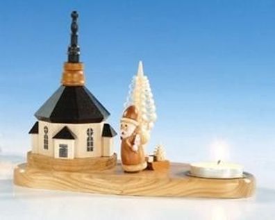 Weihnachtsdekoration Teelichthalter Kirche natur BxHxT 16x7x5,5cm NEU 