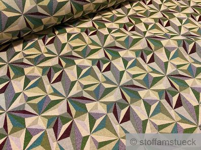 Stoff Polyester Baumwolle Gobelin Sterne grün blickdicht Dekostoff Dreieck