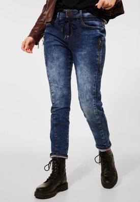 Street One - Loose Fit Jeans mit Zipper in Indigo Blue Soft Bleach
