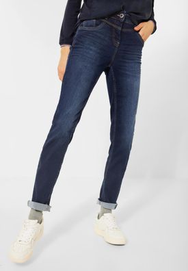 CECIL - Slim Fit Jeans in Dark Blue Wash-30er Länge