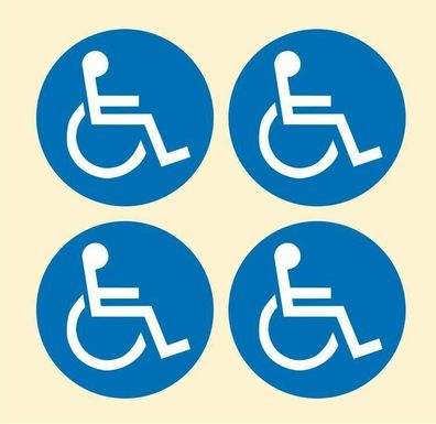 4 x Aufkleber Behindert Rollstuhl Behinderten Behindertenaufkleber Nr. 7597S