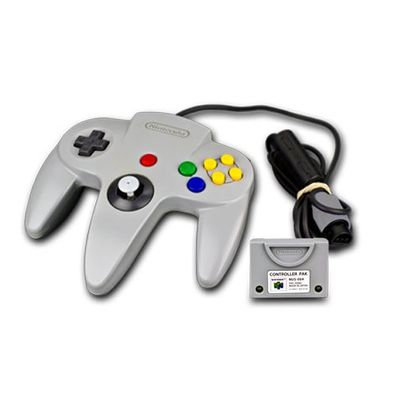 N64 Controller unausgeleiert - Grau + Controller Pak