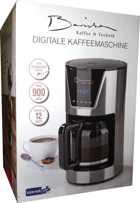 Filterkaffeemaschine Timer von Barista Glaskanne 1,5L Edelstahl Kaffeemaschine NEU