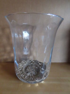 Kerzenhalter Windlicht Dekoglas Vase gewellter Rand / ca. 26,5 cm hoch