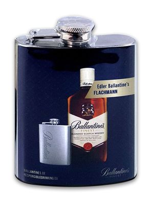 Ballantines Whisky Flachmann Glas aus Edelstahl Hochwertig 3 x