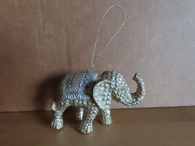 Figur Elefant golden stehend mit erhobenen Rüssel / ca. 6 cm hoch