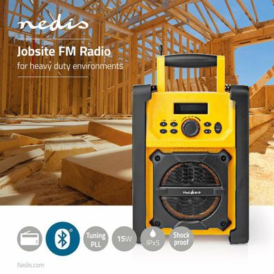 Kofferradio UKW-Radio für Baustellen | 15 W | Bluetooth® | IPX5 | Tragegriff