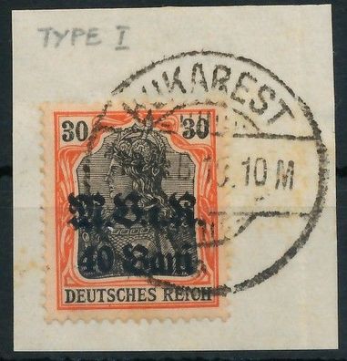 BES. 1WK D-MV Rumänien Nr 7a zentrisch gestempelt Briefstück X410E82