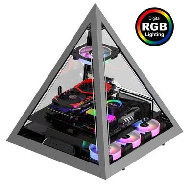 Gamer Gaming Tower Gehäuse Azza Pyramid 804X ALU LED 5Lüfter USB 3.0 - NEU TOP