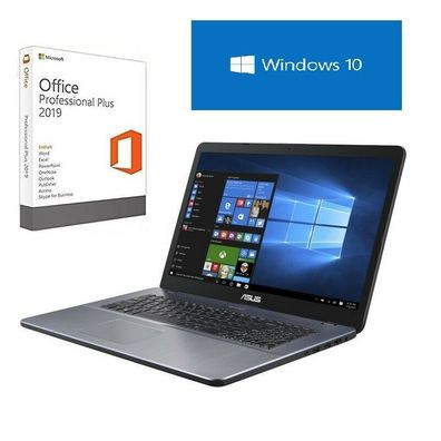 17,3" Notebook Asus Vivobook Intel 2x2,8Ghz 8/256GB Windows 10 Pro MS-Office 2019 Pro
