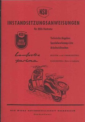 Instandsetzungsanweisung für NSU Autoroller Lambretta Prima, Motorroller, Oldtimer