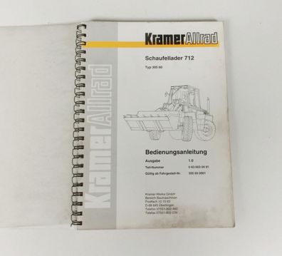 Kramer Radlader 712 Schaufellader Betriebsanleitung Original 1995