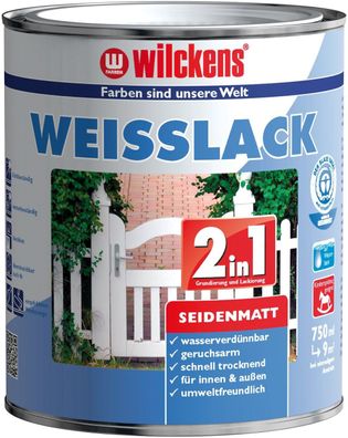 Wilcknes Weißlack 2in1 wasserverdünbar Weißfarbe Grundierung und Lack Weiß seidenamtt
