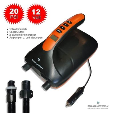 Skinfox SUPER Electric AIR Pump 0,5 bis 20 PSI SUP Paddelboard Pumpe aufblasbare
