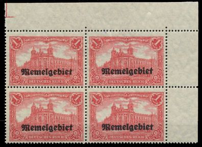 MEMEL 1920 Germania Nr 9 postfrisch Viererblock ECKE-OR X416A0A