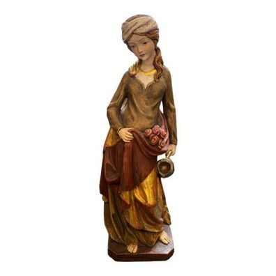 Heilige Elisabeth Blattgold Figur Holz Südtirol geschnitzt 56 cm 30679