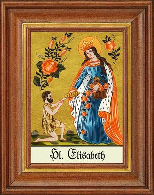 Hinterglasbild - Heilige Elisabeth - Patronatsbild Taufe Namenspatron 12,7x16