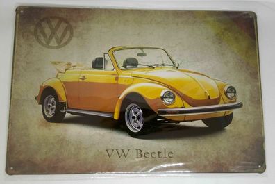 Nostalgie Retro Blechschild VW Beetle gelb 30x20 50150 (Gr. 30x20cm)