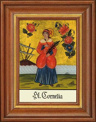 Hinterglasbild - Heilige Cornelia - Patronatsbild Taufe Namenspatron 12,7x16