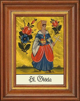 Hinterglasbild - Heilige Gisela - Patronatsbild Taufe Namenspatron 12,7x16