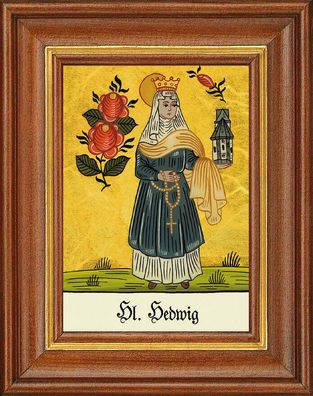 Hinterglasbild - Heilige Hedwig - Patronatsbild Taufe Namenspatron 12,7x16