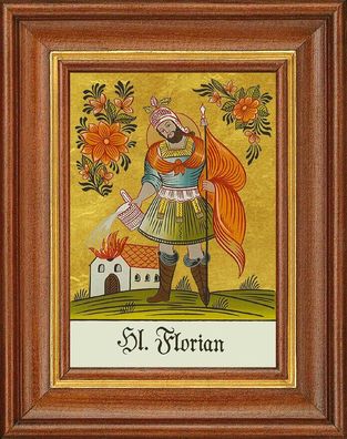 Hinterglasbild - Heiliger Florian - Patronatsbild Taufe Namenspatron 12,7x16