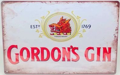 Nostalgie Retro Schild "GORDON'S GIN" 30 x 20 neu & OVP 12074 (Gr. 30x20)