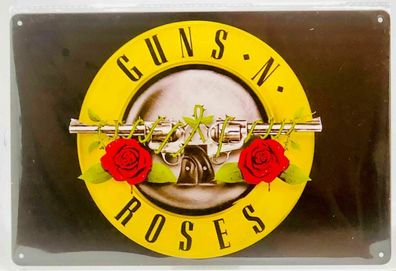 Nostalgie Vintage Retro Schild "Guns and Roses" 30x20 12083 (Gr. 30x20cm)