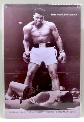 Nostalgie Retro Schild "Muhammad Ali vs. Sonny Liston" 30 x 20 neu & OVP 12078