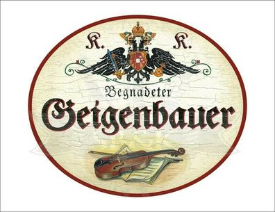 KuK Nostalgie Holzschild - Begnadeter Geigenbauer - Violine Noten TH