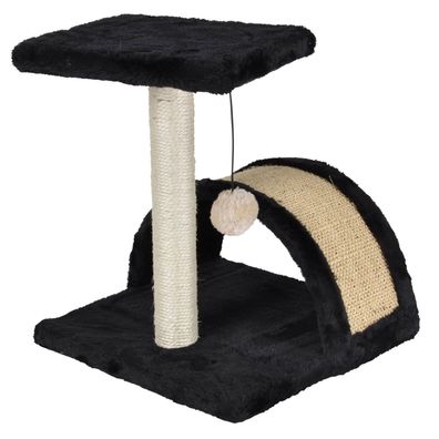 Kratzbaum für Katzen mit einer Plattform und einem Pompon, 38 cm, schwarz