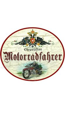 KuK Nostalgie Holzschild "Motorradfahrer"