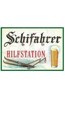 KuK Nostalgie Holzschild "Schifahrer Hilfstation"