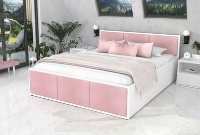 Bett mit Lattenrost Jugendbett Doppelbett weiß - rosa 120 / 140 / 160 / 180 cm
