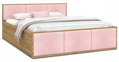 Bett mit Lattenrost Jugendbett Doppelbett rosa-eiche 120 / 140 / 160 / 180 cm