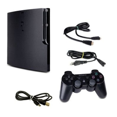 PS3 Konsole Slim 160 GB Modell Nr. CECH-2504A in Schwarz mit Allen Kabeln mit ...