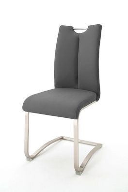 2Er-Set Stuhl Artos 1 Xl Freischwinger Kunstleder Grau
