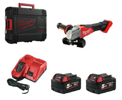 Milwaukee M18 FSAG125X-502X FUEL Akku-Winkelschleifer mit 2 Akkus und Ladegerät
