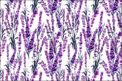 Muralo VINYL Fototapete XXL TAPETE Lavendel Blumen Pflanzen Aquarell Natur 191