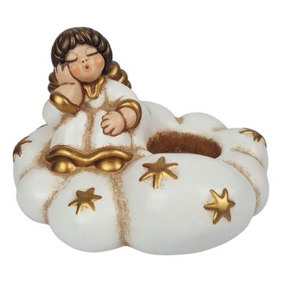Thun Keramik Kerzenhalter Figur Engel auf Wolke H 9 cm