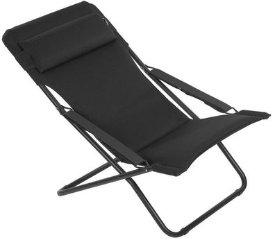 Liegestuhl Transabed in acier schwarz, lackiertes Stahlrohr mit 100% Polyester