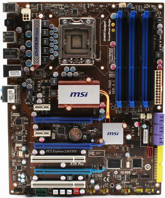 MSI X58 Pro Mainboard (ATX, DDR3, Intel 1366, Realtek ALC888S, OHNE Zubehör)