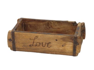Laursen Ziegelform "Love" Unika alte Backsteinform Holz Box Kiste